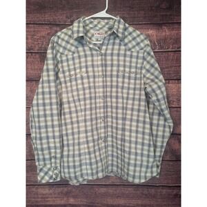 Roper Pearl Hexagon Snap Womens XL Plaid Long Cowboy Workwear Rodeo Ranch‎ Horse